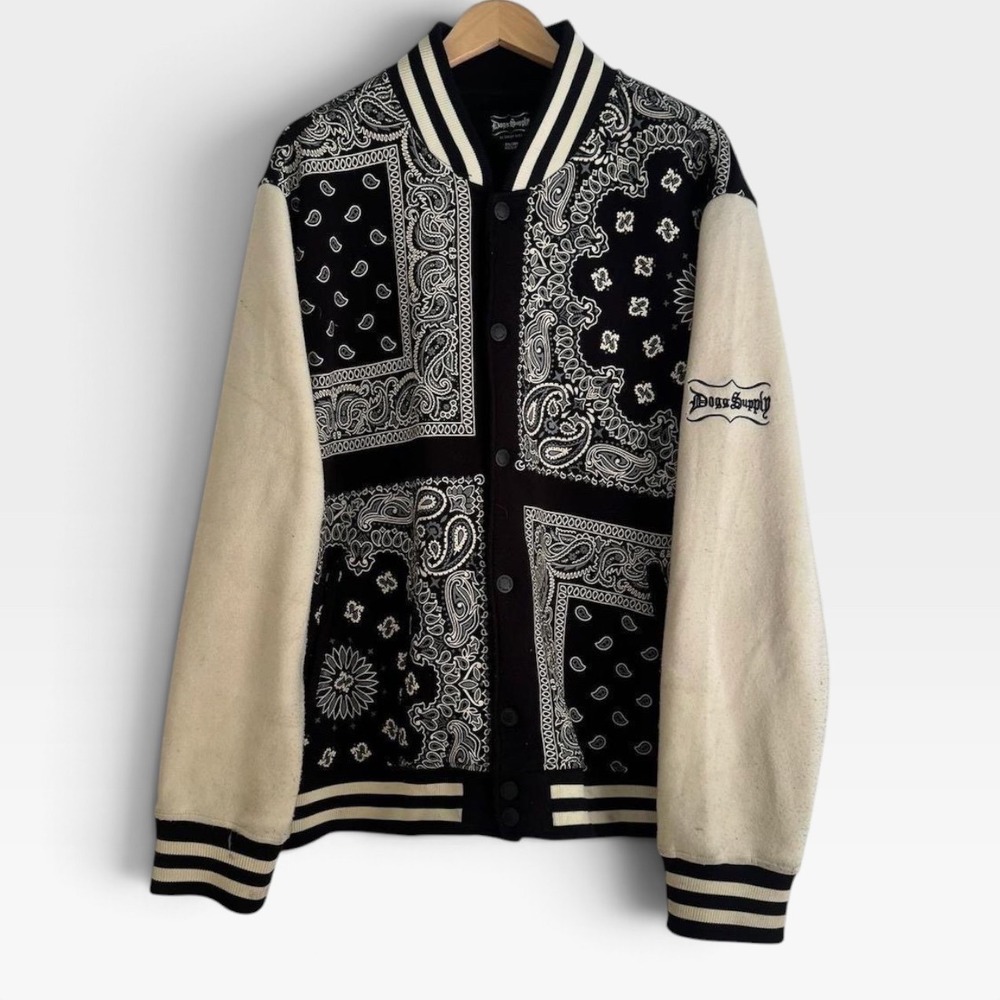 Dogg Supply by Snoop Dogg 3XL Bandana Paisley Varsity Jacket Black White Hip Hop
